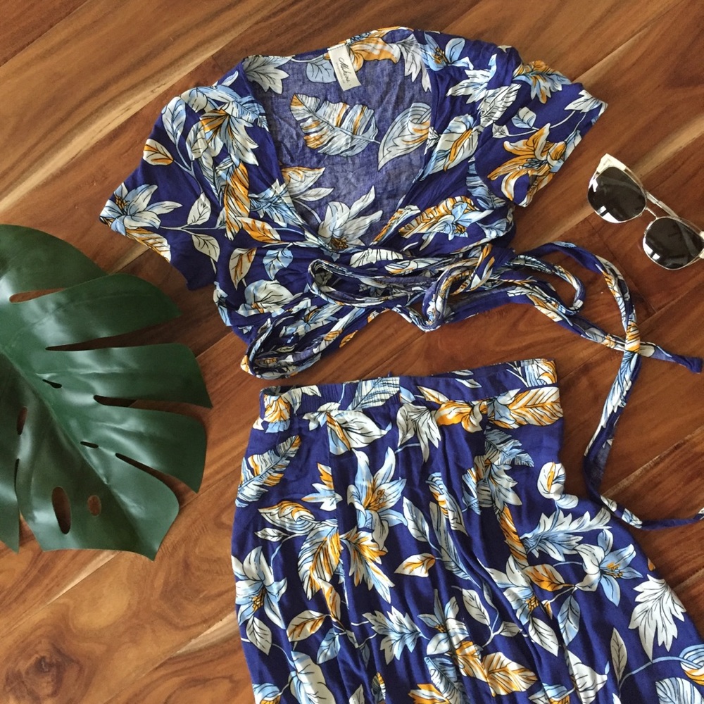 Mahina Maxi Skirt and Wrap Crop Top Set